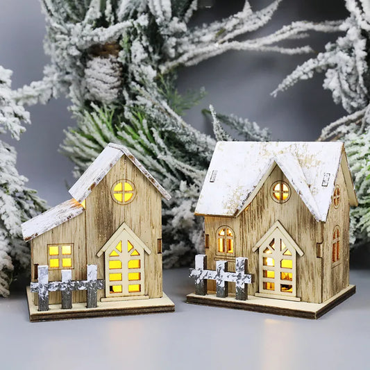 2023 Festive LED Wooden House: Luminous Christmas Cabin - Ideal for DIY Tree & Home Decor | Perfect Kids' Gift