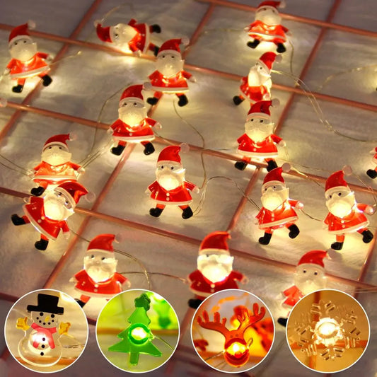 Festive String Lights: Santa, Snowman, Elk Garland - Perfect 2023 Christmas & Navidad Ornament